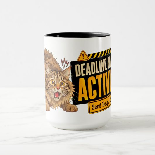 Deadline Modus Kat Grappig Cadeau voor Koffieliefh Mok (Midden)
