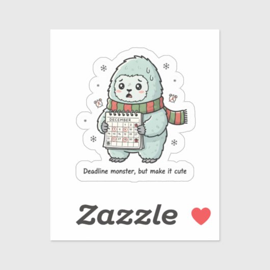 Deadline Monster Cute Sticker – Funny Productivity (Vel)