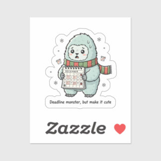Deadline Monster Cute Sticker – Grappige Productiv