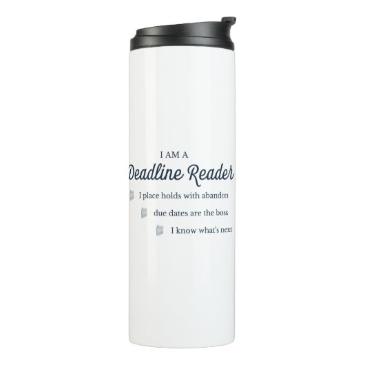 Deadline Reader Thermal Tumbler Thermosbeker (Gedraaid links)
