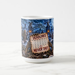Deadlines gaan nooit dood Halloween Zombie 15 oz m Koffiemok