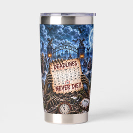 Deadlines gaan nooit dood Halloween Zombie 20 oz T Geïsoleerde Drinkbeker