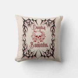 Deadly Beautiful – Gothic Skull Bloemen Kussen