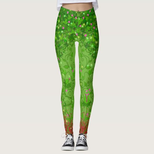 Deadly Green Natuur Goddess Halloween Leggings (Voorkant)