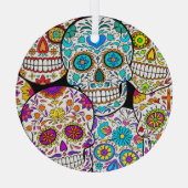 Dead's Day: Levendige Mexicaanse patronen. Glas Ornament (Achterkant)