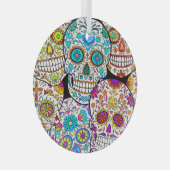 Dead's Day: Levendige Mexicaanse patronen. Glas Ornament (Voorkant Rechts)