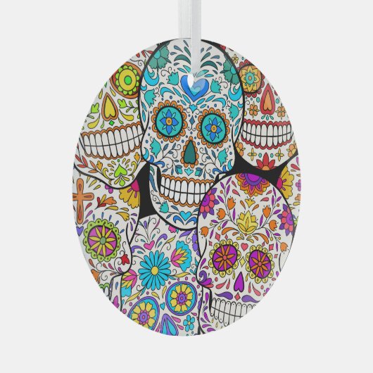 Dead's Day: Levendige Mexicaanse patronen. Glas Ornament (Voorkant Rechts)