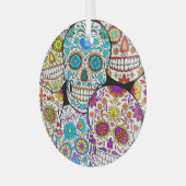 Dead's Day: Levendige Mexicaanse patronen. Glas Ornament (Voorkant links)