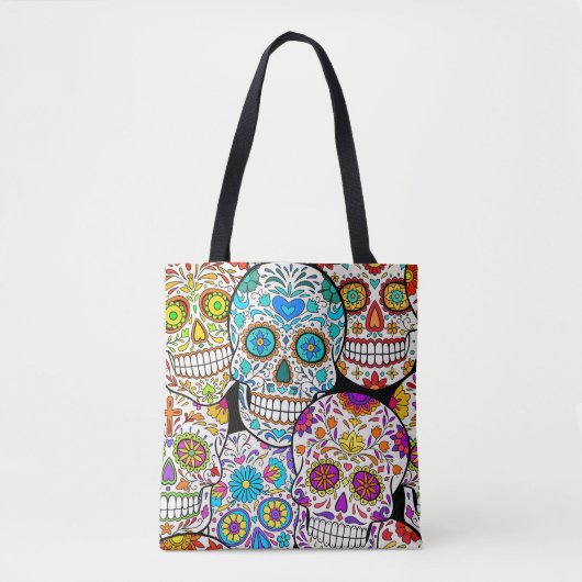 Dead's Day: Levendige Mexicaanse patronen. Tote Bag (Voorkant)