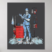 Deadside Nurse Blue Scrubs Funny Skeleton Doctor M Poster (Voorkant)