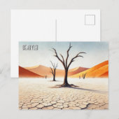 Deadvlei Namibia Travel Waterverf Briefkaart (Voorkant / Achterkant)