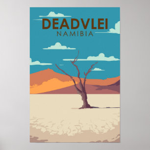 Deadvlei Namibië Reis Vintage Kunst Poster