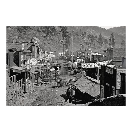 DEADWOOD, S Dakota - Wild West Mining Town 1876 Foto Afdruk (Voorkant)