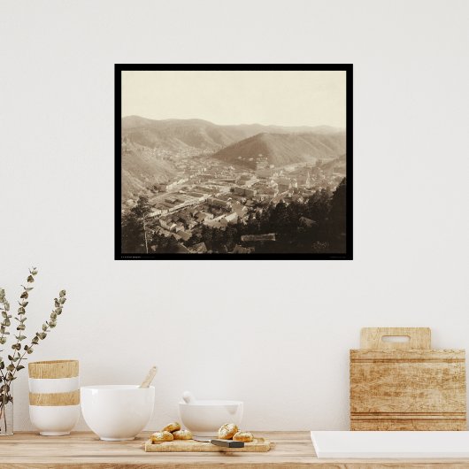 Deadwood Uitzicht van Forest Hill SD 1888 Poster (Keuken)