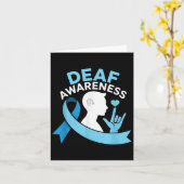 Deaf Awareness Month Blue Ribbon ASL Cochlear IMPL Kaart (Gele Bloem)