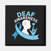 Deaf Awareness Month Blue Ribbon ASL Cochlear IMPL Magneet (Voorkant)