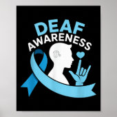 Deaf Awareness Month Blue Ribbon ASL Cochlear IMPL Poster (Voorkant)