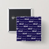 DEAF Cultuur Unieke Typografie White Blue Vierkante Button 5,1 Cm (Voorkant /achterkant)