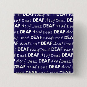 DEAF Cultuur Unieke Typografie White Blue Vierkante Button 5,1 Cm
