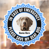 Deaf Dog Safety Alert First Responder Fotonaam Raamsticker (Vel 2)
