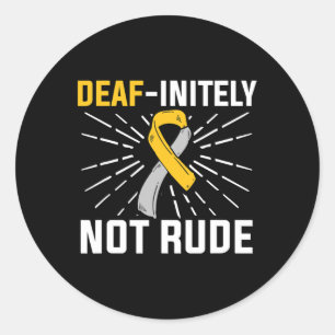 Deaf-oneindig niet onbeleefd. ASL dove gebarentaal Ronde Sticker