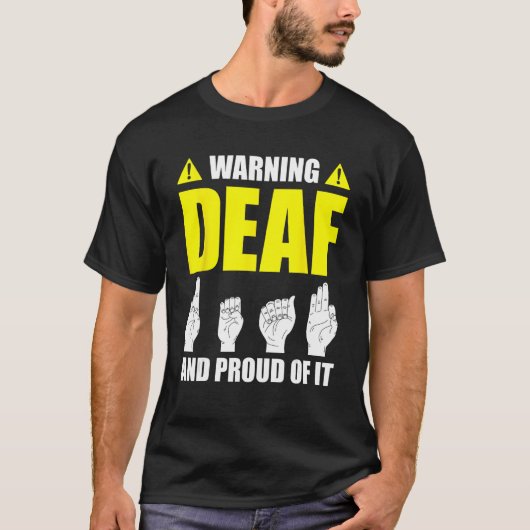 Deaf Pride ASL Hand Gesture Hearing Aid Handtekeni T-shirt (Voorkant)