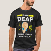 Deaf Pride ASL Hand Gesture Hearing Aid Handtekeni T-shirt (Voorkant)