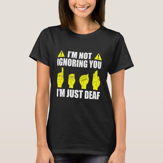 Deaf Pride ASL Hand Gesture Hearing Aid Handtekeni T-shirt (Voorkant)