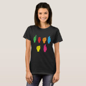Deaf Pride ASL Hand Gesture Hearing Aid Handtekeni T-shirt (Voorkant volledig)