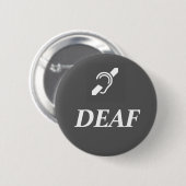 DEAF SYMBOL met het woord DEAF Ronde Button 5,7 Cm (Voorkant /achterkant)