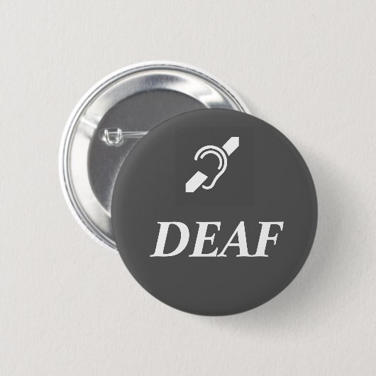 DEAF SYMBOL met het woord DEAF Ronde Button 5,7 Cm (Voorkant /achterkant)