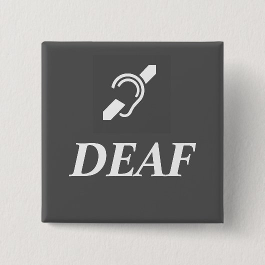 DEAF SYMBOL met het woord DEAF Vierkante Button 5,1 Cm (Voorkant)