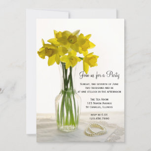 Deaffodils en Pearls General Party Invitation Kaart