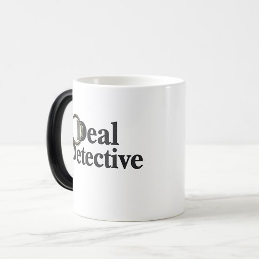 Deal Detective – Funny Bargain Hunter & Smart Shop Magische Mok (Voorkant links)