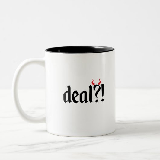 deal met duivel tweekleurige koffiemok (Links)