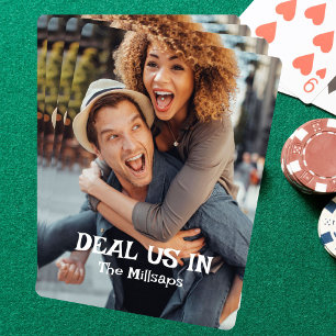 Deal ons in Familie Foto Aangepaste tekst Pokerkaarten