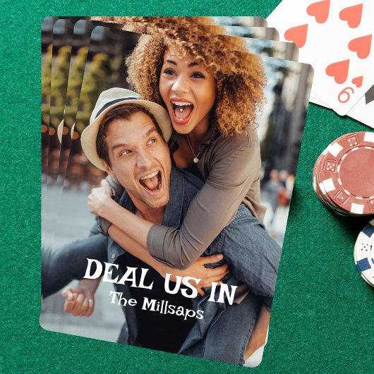 Deal ons in Familie Foto Aangepaste tekst Pokerkaarten