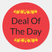 Deal van de dag rood ronde sticker (Voorkant)