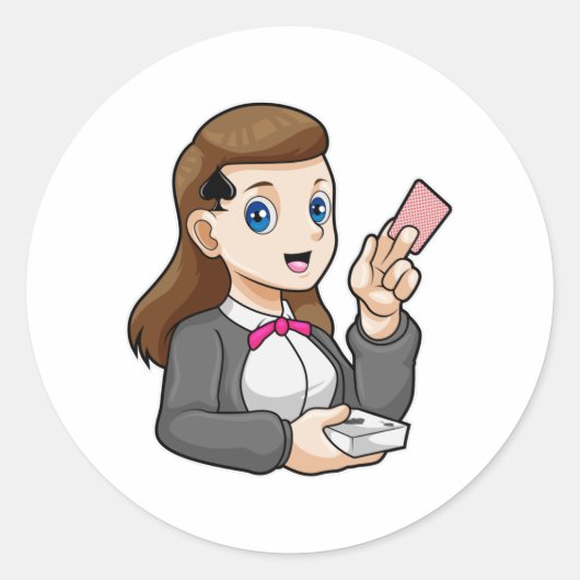 Dealer at Poker Ronde Sticker (Voorkant)