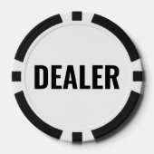 Dealer Eenvoudige Zwart Wit Tekst Poker Chips (Voorkant)