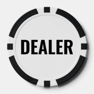 Dealer Eenvoudige Zwart Wit Tekst Poker Chips