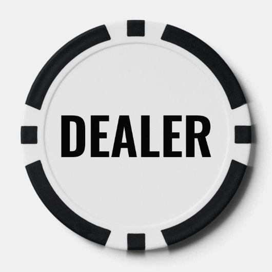 Dealer Eenvoudige Zwart Wit Tekst Poker Chips (Voorkant)