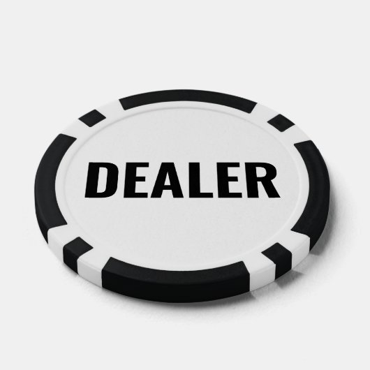 Dealer Eenvoudige Zwart Wit Tekst Poker Chips (Enkel)