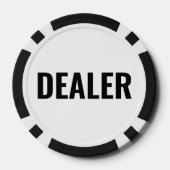 Dealer Eenvoudige Zwarte Witte Tekst Poker Chips (Achterkant)
