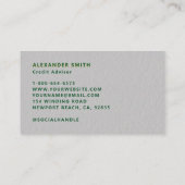 Dealer Handelaar Groen Goud Monogram Professioneel Visitekaartje (Achterkant)