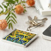 DEAN ~ Blue Aqua Red Green Yellow GLOSSY ~ Sleutelhanger (Zijkant)