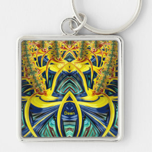 DEAN ~ Blue Aqua Red Green Yellow GLOSSY ~ Sleutelhanger