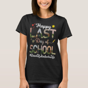 Dean van studenten Happy Last Day School Camo Prin T-shirt