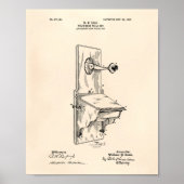 Dean Wall Telefoon 1907 Patent Art Old Peper Poster (Voorkant)