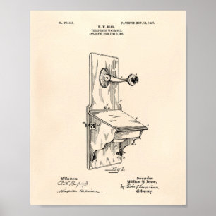 Dean Wall Telefoon 1907 Patent Art Old Peper Poster